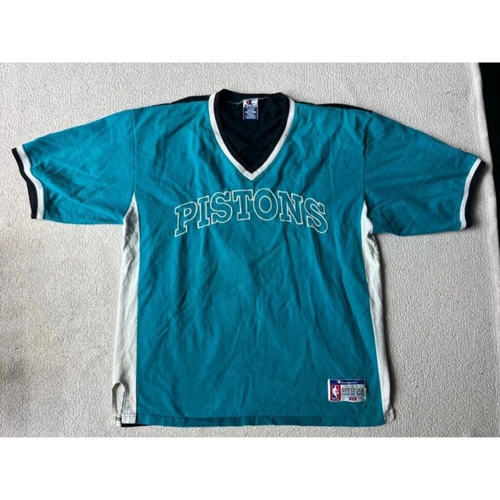Vintage 1990s Champion Detroit Pistons V Neck Shooting Shirt Mens XL